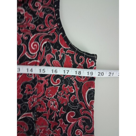 Christopher Banks Womens Vest Reversible Paisley Floral Red Black Quilted Medium - Picture 6 of 9